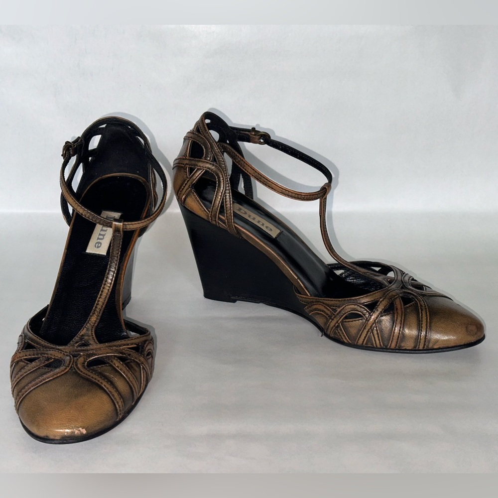 Dune London England tanish/black wedges